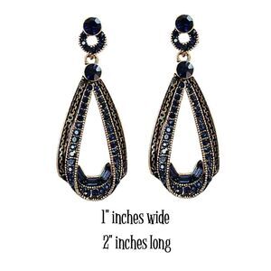 Blue Droplet  Rhinestone Bohemian Earrings NWT